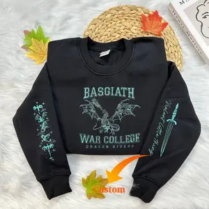 Embroidered Basgiath War College Sweatshirt, Fourth Wing Double-Sided Embroidered Sweater, Dragon Rider Shirt, Bookish Shirt