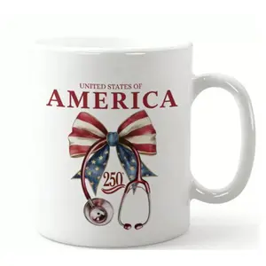 America 250th Birthday Ceramic Mug Independence Day Patriotic Home Drinkware