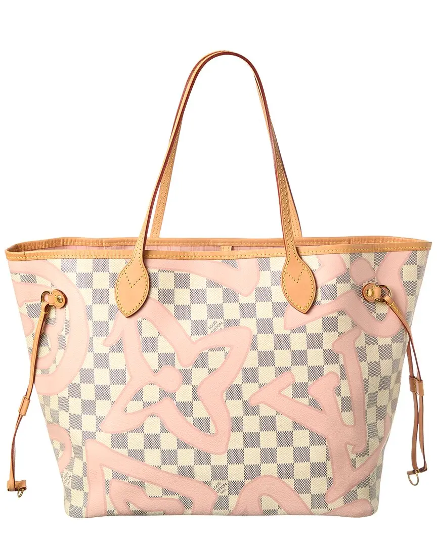 Louis Vuitton White Damier Azur Coated Canvas Damier Azur Tahitienne Neverfull MM (Authentic Pre-Loved)