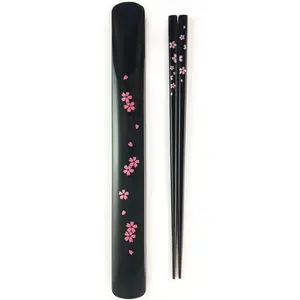 Portable Chopsticks with Case Reusable Chinese Korean Japanese Bamboo Travel Chop Sticks Utensil Dishwasher Safe Made in Japan Cutlery Tableware