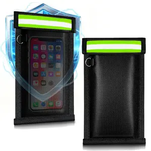 1/2Pack Faraday Bags for Phones and Car Keys, Signal Blocking Pouch, Car Key/WiFi/RFID/GPS Anti-Theft Signal Blocker, Reflective, Black