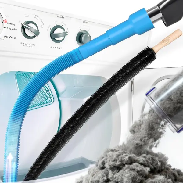 2 PCS Dryer Vent Cleaner Kit – Universal Vacuum Lint Brush & Hose Attachment for Deep Dryer Vent Cleaning