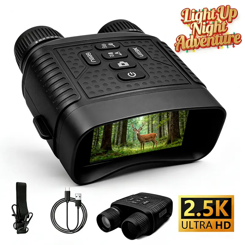High Powered Night Vision Binoculars with Night Vision Technology - 2000 mAh Battery, 7-Level Infrared, 6X Digital Zoom, Camera Digital, Hunting Gear, Camping Accessories, Men's Stuff, Gifts Adults (Hunting, Wildlife Observation)