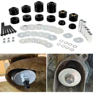 Mount Bushing Set Kit for  F-150 F-250 F-350 1980-1998 2WD 4WD Polyurethane  Cab Mounts & Steel Sleeves & Hardware (Black)