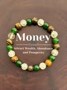 1pc Wealth & Luck Crystal Beaded Bracelet, Natural Tiger Eye & Green Agate Beaded Stretch Bangle, Attract Prosperity, Good Fortune Jewelry, for Men Women, Daily Wear, Meditation, Viral TikTok Abundance Bracelet