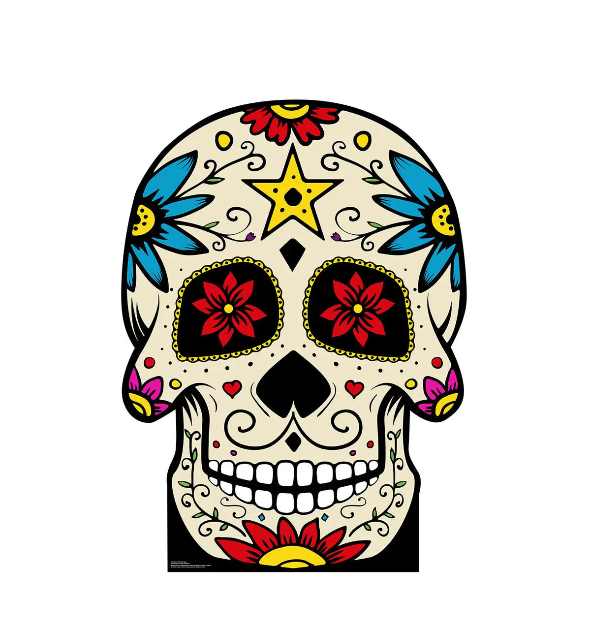 61x45 in. Day of The Dead Skull Cardboard Cutout, Halloween Room Decor Standup for Home Use