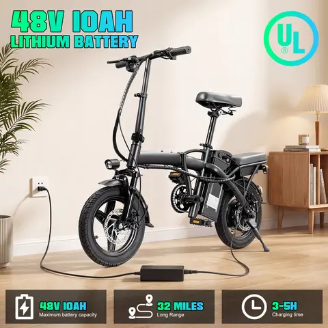 Terrosor T5 Unisex Adults High Carbon Steel Ebike - 400W Brushless Motor, 48V 15Ah Battery, 22mph Max Speed, 1-Click Acceleration, 131cm Folded Compact, Removable Basket, Adjustable Seat, Anti-Theft Lock, 12 Months Warranty, for City Commutes