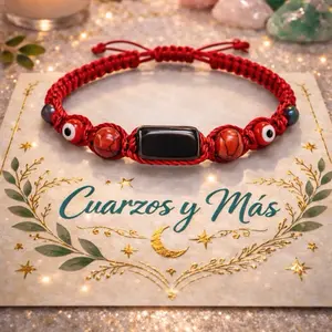 Pulsera Reversible Obsidiana Grande – Hilo Rojo