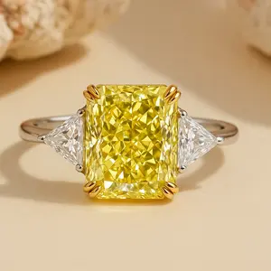 Solarii Radiant Cut Yellow Stone Two-tone 4.0ct Engagement Ring – 5A Cubic Zirconia CZ, 925 Sterling Silver, Perfect for Daily Wear for Women – Look at This, Refresh Your Look, Find Your Perfect Travel Suit