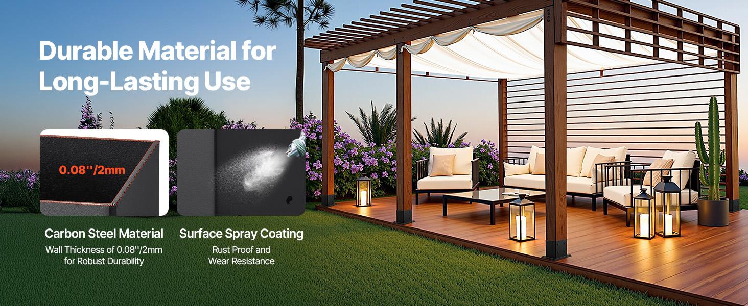 4x4 Post Base 4 Pcs, Inner Size 3.6x3.6 inch / 92x92 mm Post Brackets, Heavy Duty Carbon Steel Decking Posts, Wood Posts Brackets for Pavilion Deck Railing Support Deck Base Plate