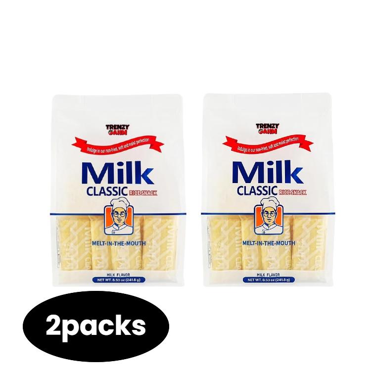 2Packs ORBIT/ TRENZY GAHM  Korean Milk Flavor Rice Crackers 8.53oz Each- Popular Korean Snack, Creamy & Delicious! 【Randomly shipped in new or old packaging】