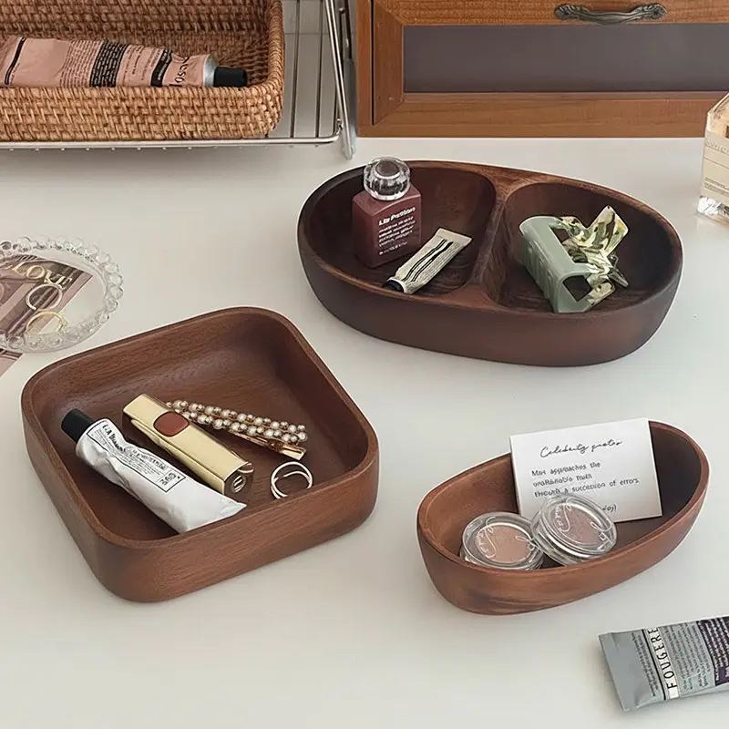 Vintage Desktop Storage Box, Multifunctional Storage Bin, Entryway Key Tray, Wooden Jewelry Organizer Plate, Makeup Organizer Box, Makeup Tool Organizer, Beauty Organizer, 1count Retro Style, Stylish Organizer, Ideal for Home Organization