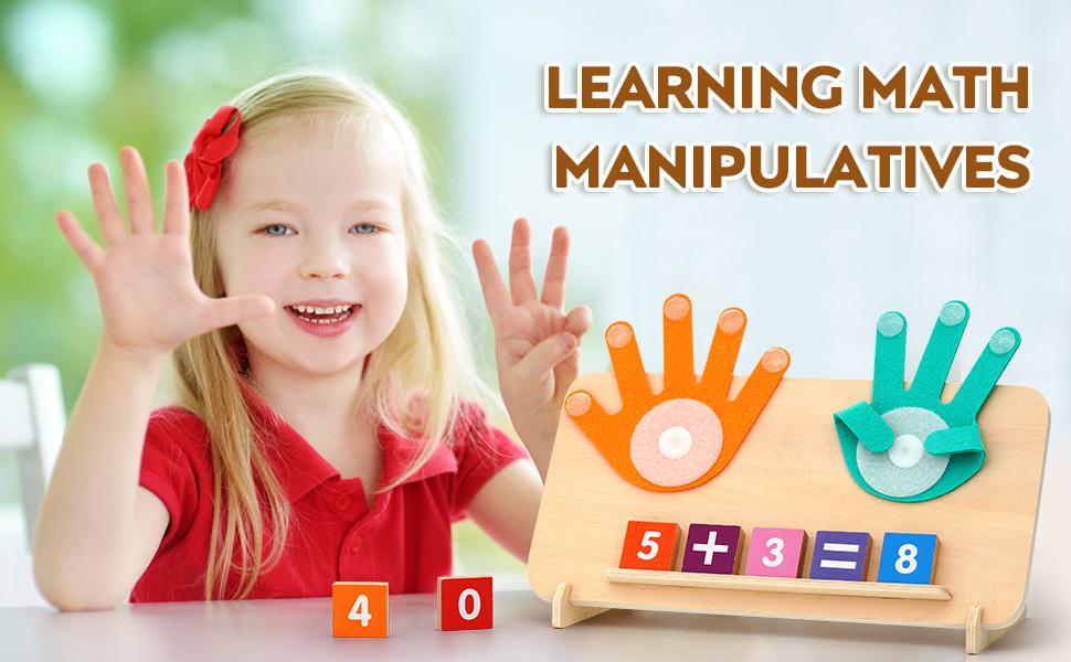 Preschool Learning Toys for Toddlers, Fingers Counting Math, Educational Manipulatives Number Counting Blocks Set for Kids, Montessori Toys for Age 2-5 Years Old Boys Girls Birthday Gifts