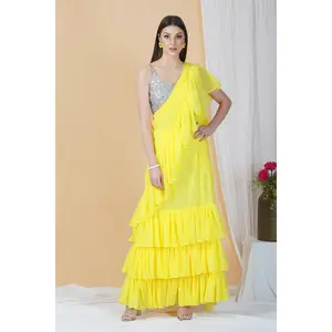 Sunshine Yellow Frill Saree