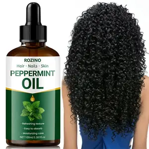 ROZINO Peppermint Oil for Thicker Fuller Looking Hair & Scalp Care, 100ml Cooling Hair Treatment Oil for Dry Damaged Hair, Nourishing Serum for Hair, Nails and Skin hair growth Sulfate-Free Haircare thaari curls morning smooth shine