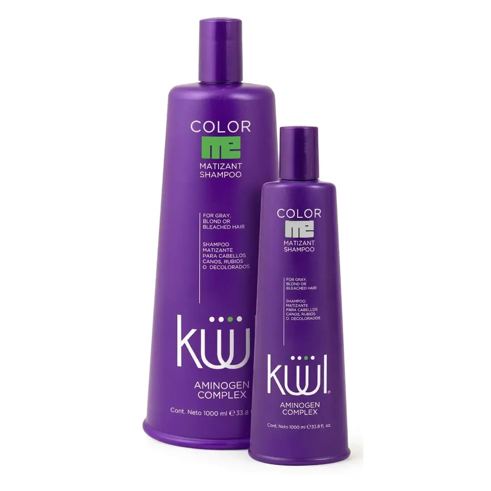 Kuul Color Me Matizant Shampoo | Purple Shampoo For Blonde, Gray & Bleached Hair | Shampoo Matizador [ 33.8 & 10.1 - fl oz ]  [ 300 ml y 1000 ml ]
