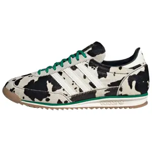 Adidas Wmns SL72 OG Cowprint Core Black Court Green Round Toe Laces All Seasons Casual Retro Running Sneakers