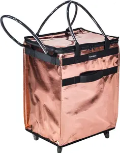 Reusable Grocery On Wheels Large Capacity Shopping Trolley Foldable Rolling Tote with Heavy Duty Handle for Travel