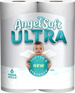 Angel Soft Ultra Toilet Paper, 6 Mega Rolls, 2-Ply Bath Tissue
