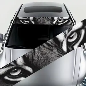 1-Piece Black and White Tiger Eye Pattern Car Stickers: 1-Piece Set - Waterproof, Scratch Resistant, Suitable for All Models - Auto Parts and Holiday Decorations for All Vehicles, Suitable for Laptops, Cars