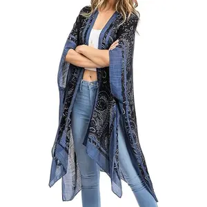 Floral Kimono Cover Up for Women, Lightweight Beach Cardigan Swimsuit Coverup Summer Swimwear