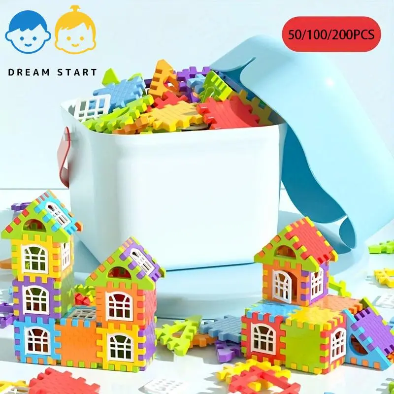 Large Size Creative Square Block House Assembly Building Blocks for Children 3D Building Blocks STEM Educational Toy Set；DIY toys creati v e to ys
