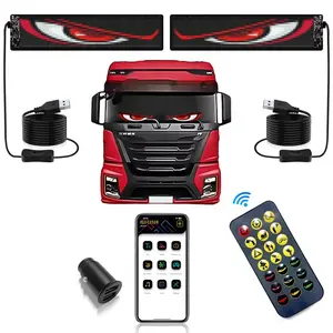 Car Devil Eye LED Screen Kit, Dual Screen Synchronous Display Car Flexible Screen with Remote Control, APP Control Car Decorative Light