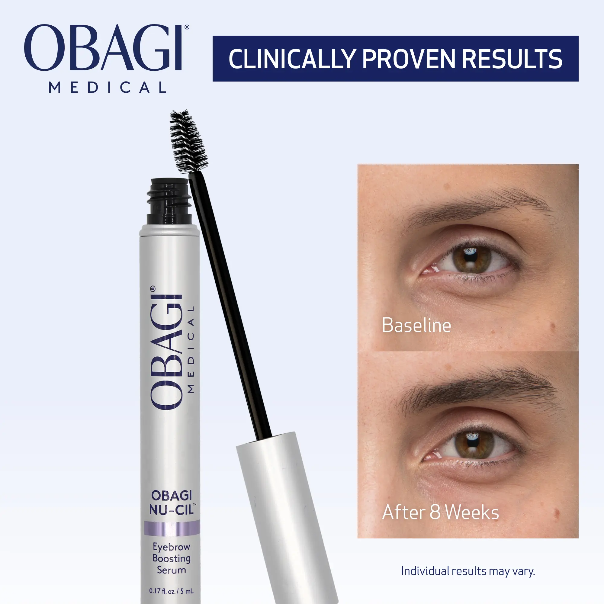 Obagi Nu-Cil Eyebrow Boosting Serum - Ultimate Eyebrow Growth Serum with Hyaluronic Acid - Dermatologist Approved for Thin, Patchy & Over-Tweezed Eyebrows - Fast Absorbing