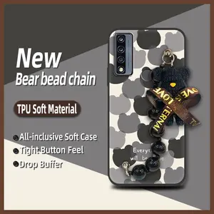 Simplicity Back Cover Phone Case For TCL 4X 5G/T601DL/TCL 20 A 5G/T768S Dirt-resistant protective case silicone Black pearl pendant soft case Skin-friendly feel cute