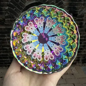 Glow-in-the-Dark Iridescent Jianzhan Tea Bowl Mandala Pattern Porcelain Drinkware for Tea Lovers & Collectors