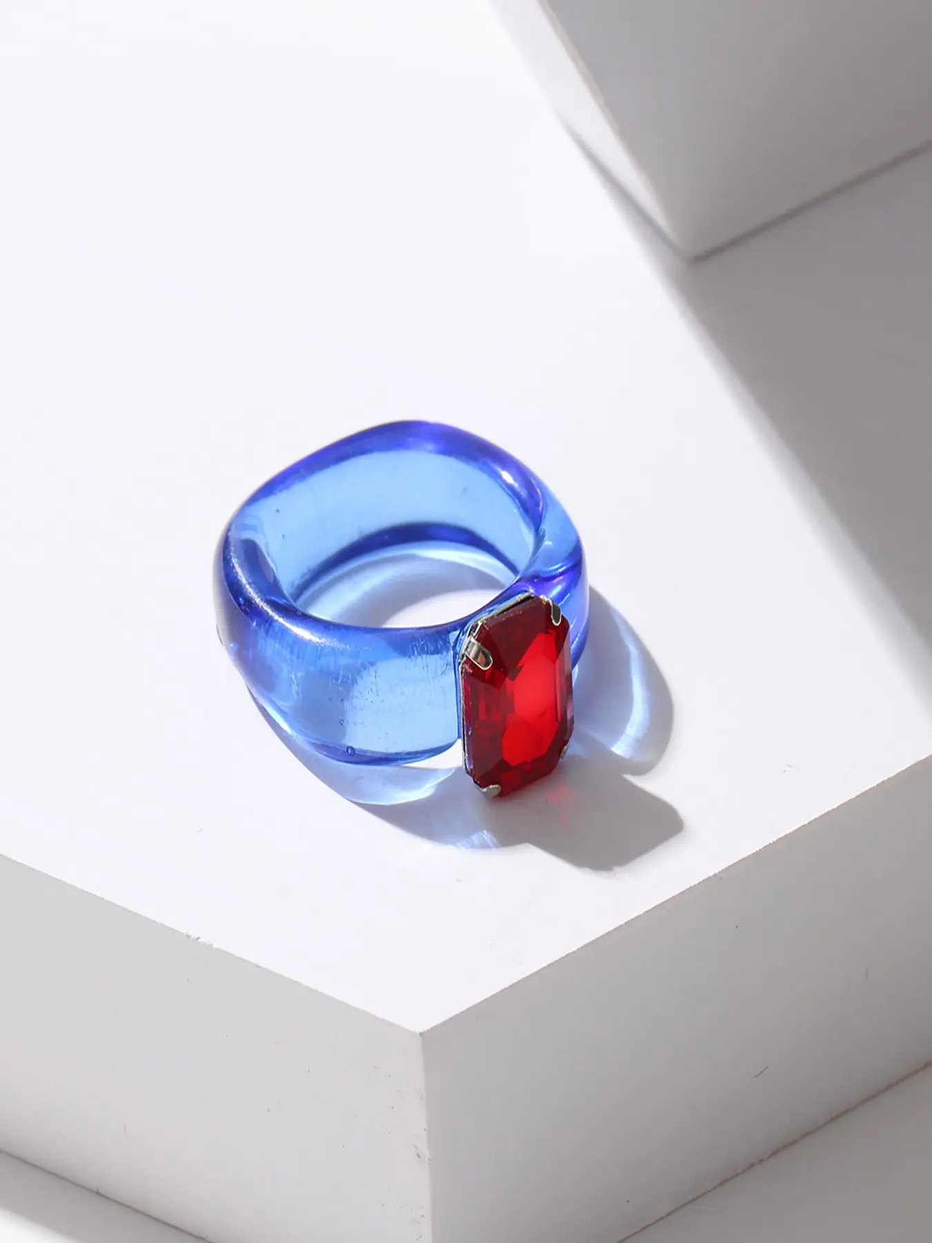 Colorful Acrylic Resin Gem Ring, Exquisite Trendy Ring, Fashion Multicolor Band, Sweet Cute Party Accessory, Versatile Hand Jewelry for Women, Perfect Gift, Beautiful Rings