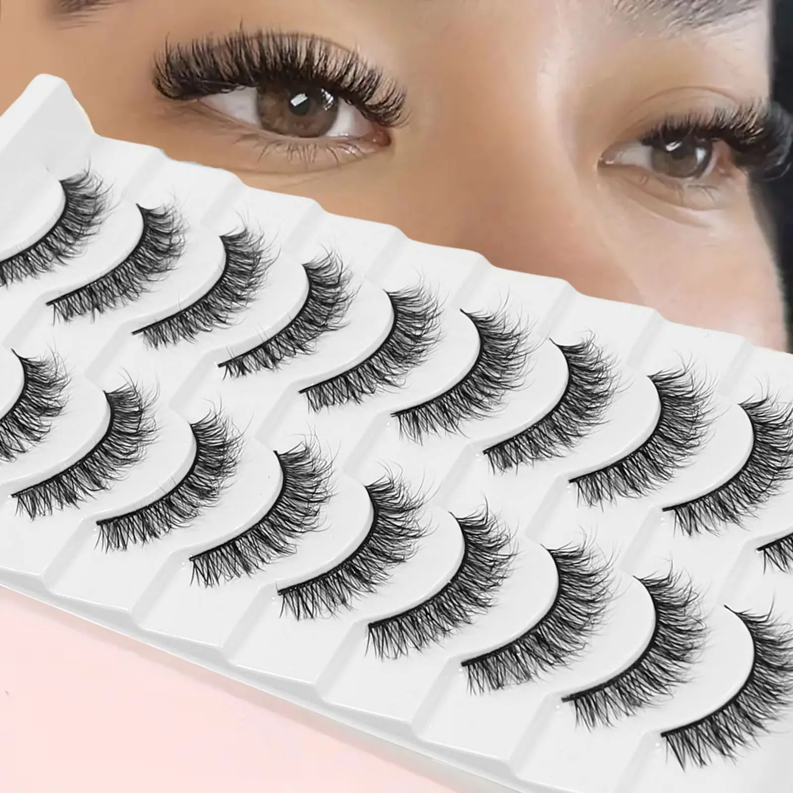 10 pairs of 6-18mm cross messy fluffy cosmetic false lashes suitable for dates and daily wear Fluffy Eyelashes Cluster Lashes Eyelash Clusters Cluster Makeup