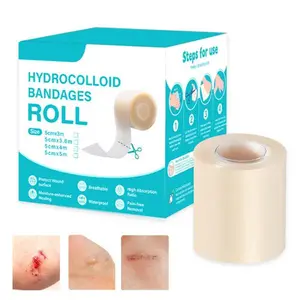 Extra Large Medical Grade Hydrocolloid Bandage Roll, Cut-to-Size Hydrocolloid Roll for Wound Care for Blisters & Wound Care, 2in X 16ft(5cm x 5m), Flexible & Waterproof, Self-Adhesive Dressing