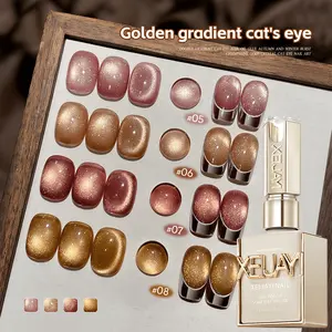 XEIJAYI 15ML 4Pcs Golden Gradient Cat Eye Nail Polish Gel Phototherapeutic Gel Soak Off Nail Magnetic Gel Polish Nail Art DlY For Salon AtHome