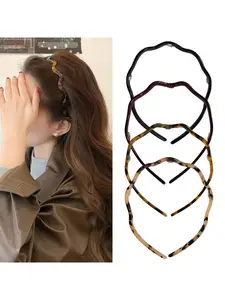 3Pcs Acetic Acid Headband New Premium Sense Wave Tooth High Cranium Top Face Wash Pressure Hair Headband Hair Cave Versatile Headgear