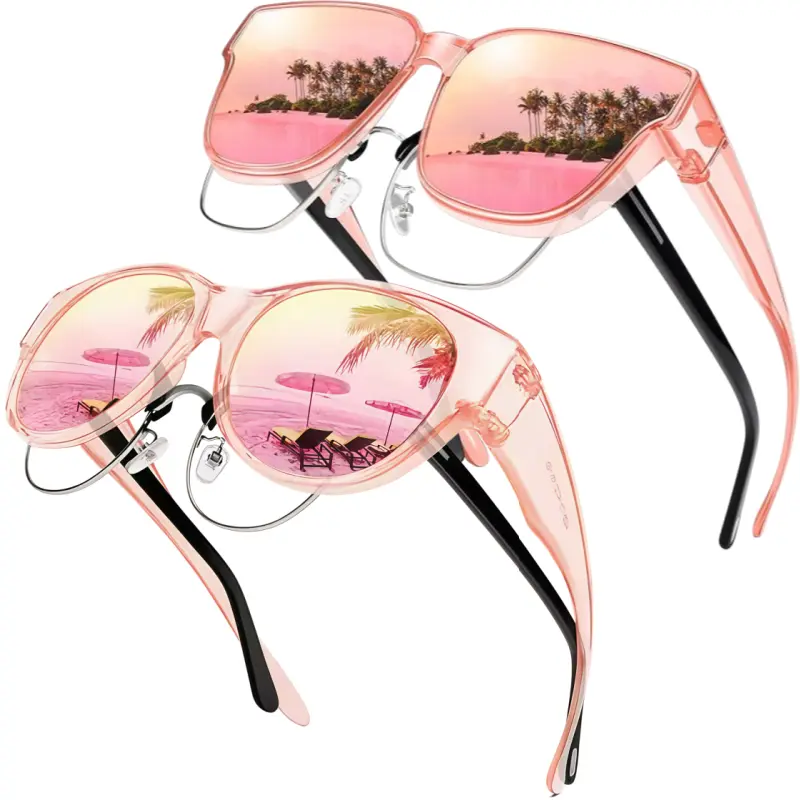 1/2Pcs Women's Oversized Square Fit-Over Plastic Frame Sunglasses, Polarized UV400 Protection Lenses, Lightweight Wear for Vacation,  Beach Style Women's Sunglasses , Sunglasses for Summer Wins, Accessories for Women The Choice of Gifts