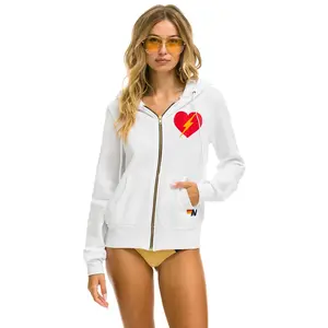 BOLT HEART ZIP HOODIE - WHITE