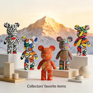 Multicolor Large Love Bear Flower Heart 3D Puzzle Blocks, Home Office Decor, Party Decoration, Ideal Gift for Thanksgiving Christmas