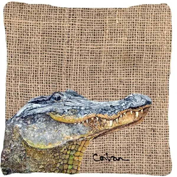 Animal Print Square Heavyweight Alligator Decorative Pillow - 14x2x14in Stain-Resistant, Fade-Resistant, Machine-Washable Indoor/Outdoor Fabric for Outdoor Sofas Furniture
