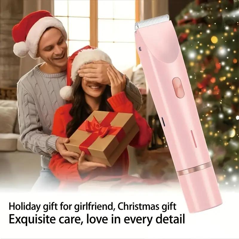 Women's Electric Bikini Trimmer & Body Shaver Dual Head Ceramic Blades Painless Wet Dry Use for Face Body Quick Smooth Cordless USB Fast Charge Gift Daily