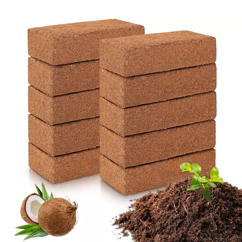 Organic Coco Coir Bricks - 100% Natural Compressed Coco Peat Brick for Herbs, Flowers, and House Plants Organic Coco Outdoor Garden Soil