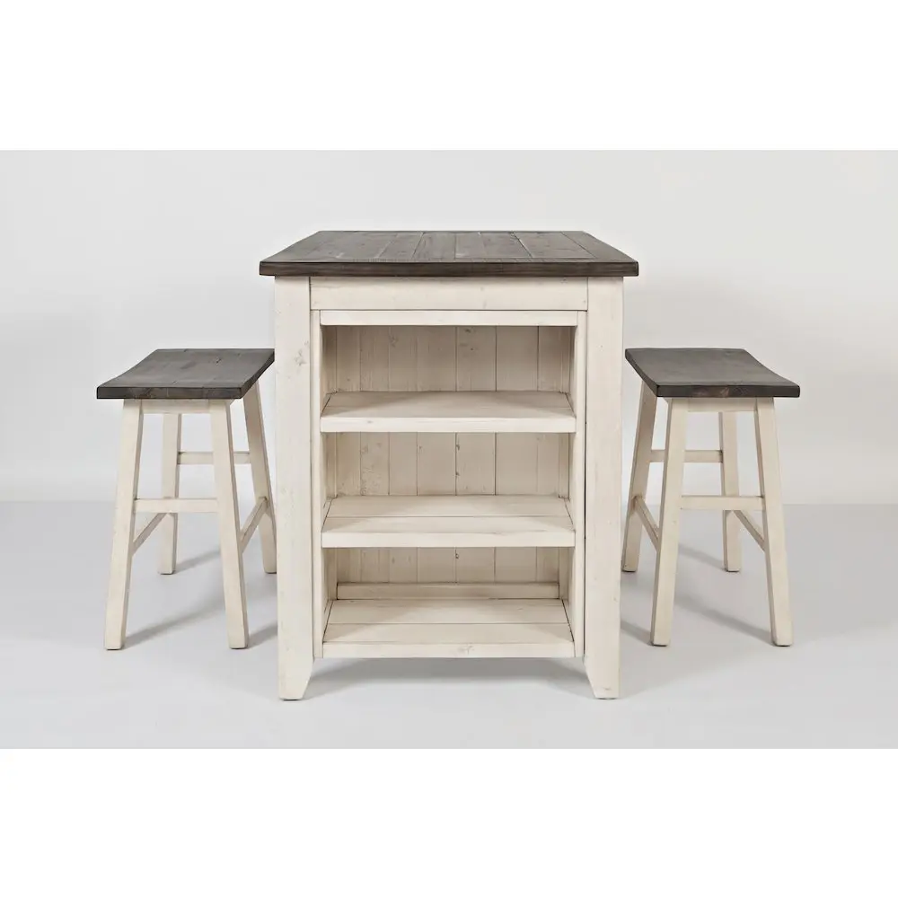 Rustic Reclaimed Solid Wood Farmhouse 3 Piece Counter Height Dining Set