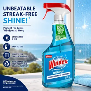 Windex Glass and Window Cleaner Spray Bottle, Packaging Designed to Prevent Leakage and Breaking, Surface Cleaning Spray, Original Blue Scent, 23 Fl Oz