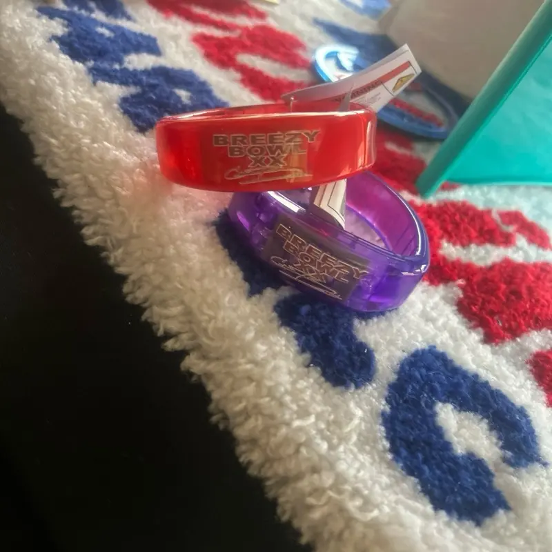 LED Breezy Bowl Bracelet - Red Color with Breezy Bowl XX Text and Heart Design