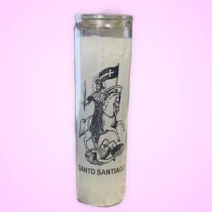 Saint Santiago Ogun Balenjo Glass Candle, Home Decor Supplies, Room Decor Accent