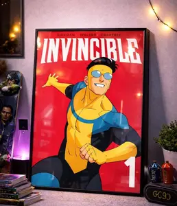 Invincible Comic Cover Poster, Classic First Issue Superhero Print, Exclusive Wall Art, Sophisticated Aesthetic Decor, Unframed Print Only