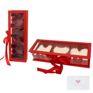 2 Pcs Mother's Day Gift Empty Mom Fillable Flower Gift Boxes Cardboard Heart Shaped Letter Boxes with Clear Window for Mother Grandma Stepmother Gifts for Mom(Black/Red)
