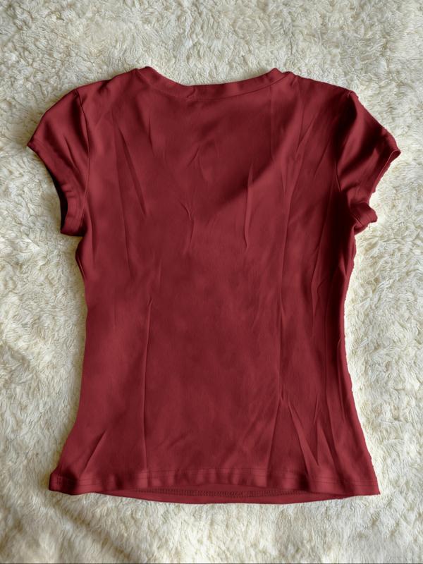 26 Valentine's Day wing print retro y2k trendy fashion women's V-neck short sleeved T-shirt