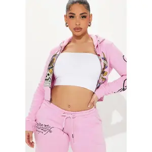 Ed Hardy New York Eagle Zip Front Hoodie - Pink U