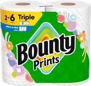 Bounty Select-A-Size Paper Towels, Prints, 2 Triple Rolls = 6 Regular Rolls